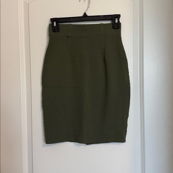 Olive Army Green Women's Pencil Skirt - Picture 2 of 7